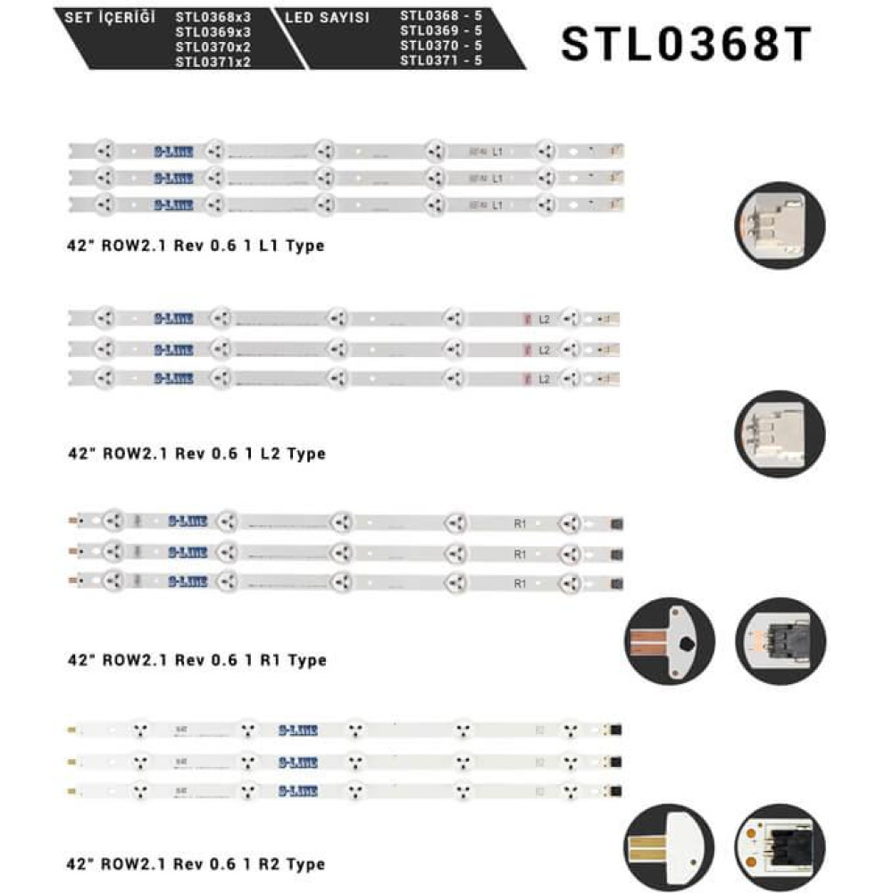 FM0368-LG 42LA620S 42LA613S 42LN575S 42LN577S Led Bar Takım